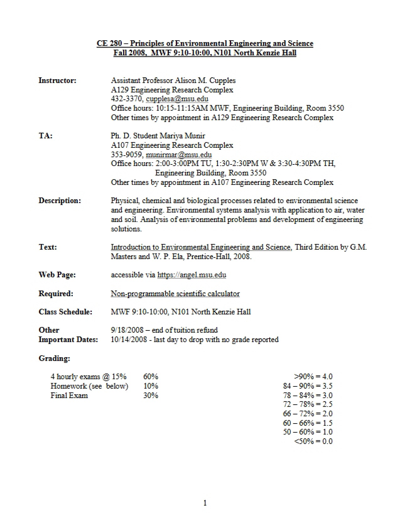 Syllabus for August 25 (Fall 2008)