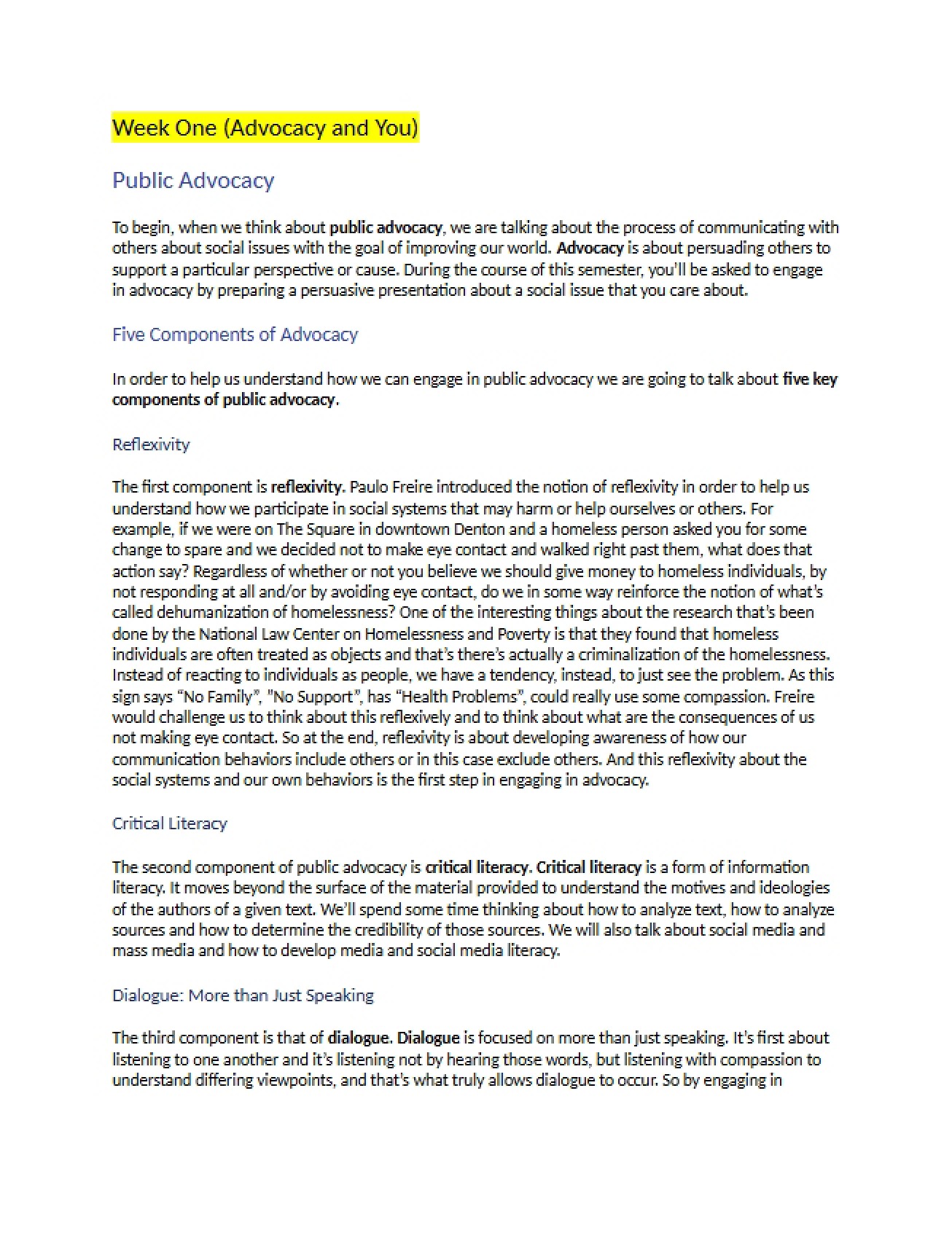 Transcripts of Video for Exam One Review