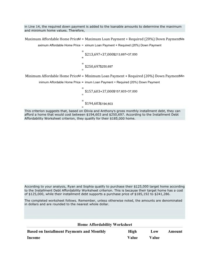 Home Affordability Worksheet Student Copy