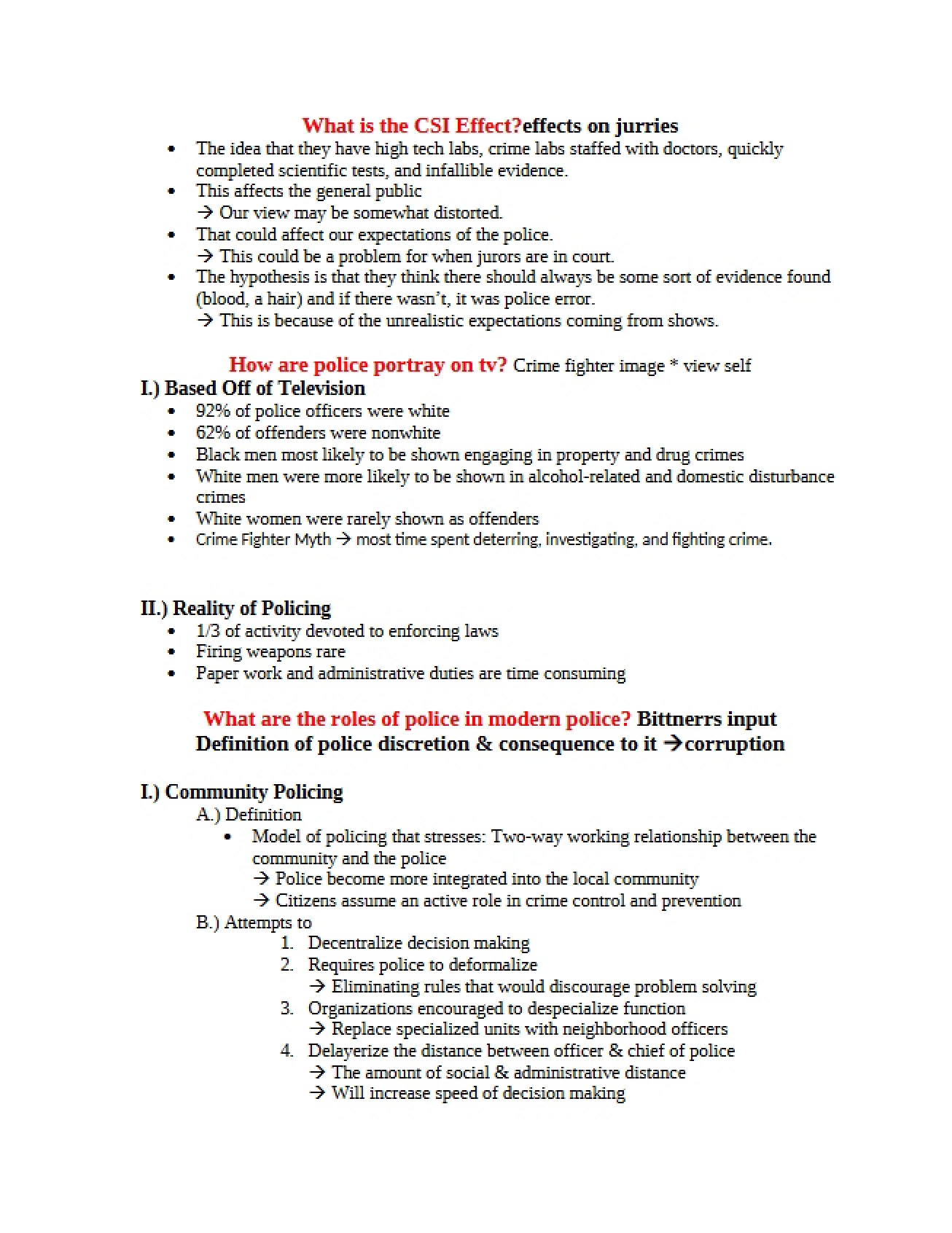 Lecture Notes for The Police and Society