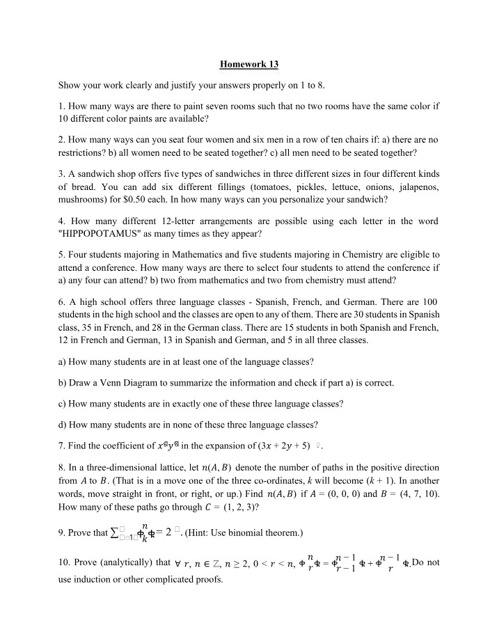 Introduction to Proofs - Homework 13