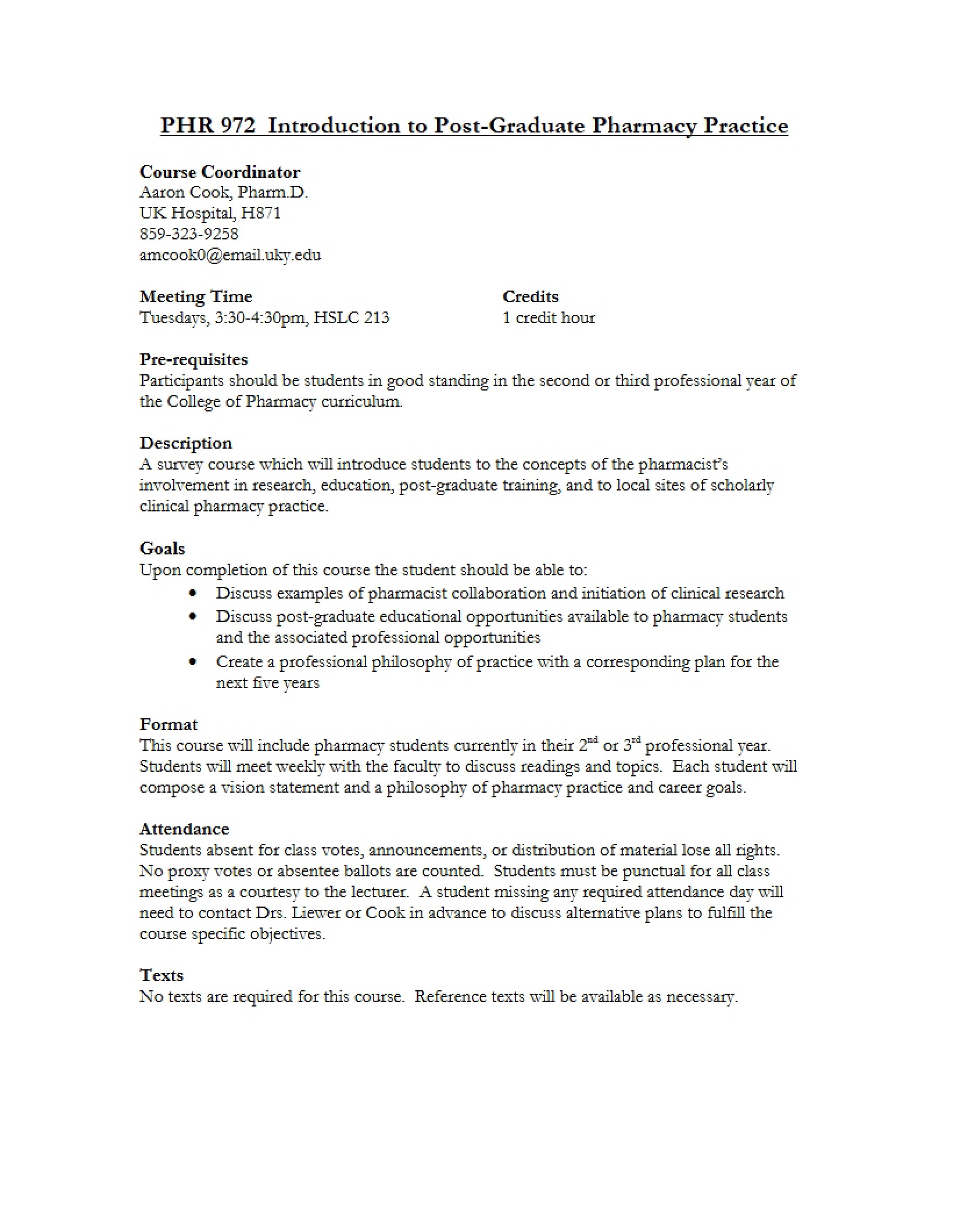 Syllabus for PHR 972