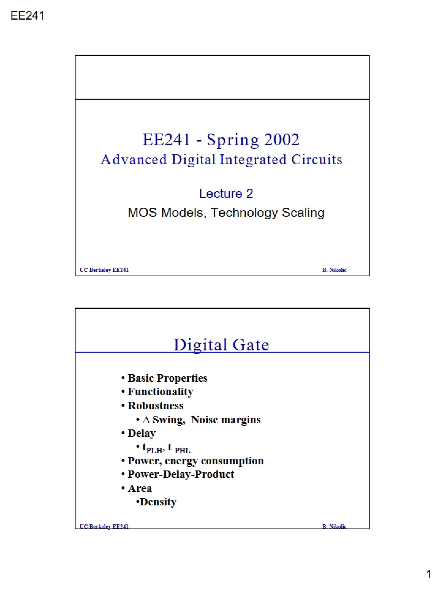 Models of MOS and Technology Scaling