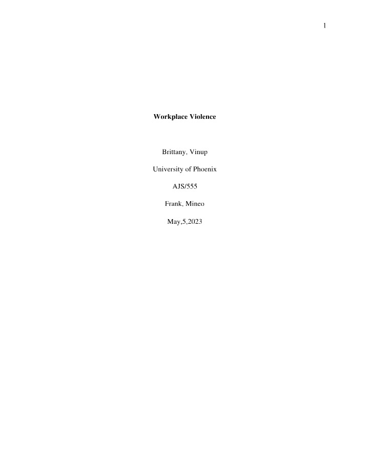Workplace Violence Study