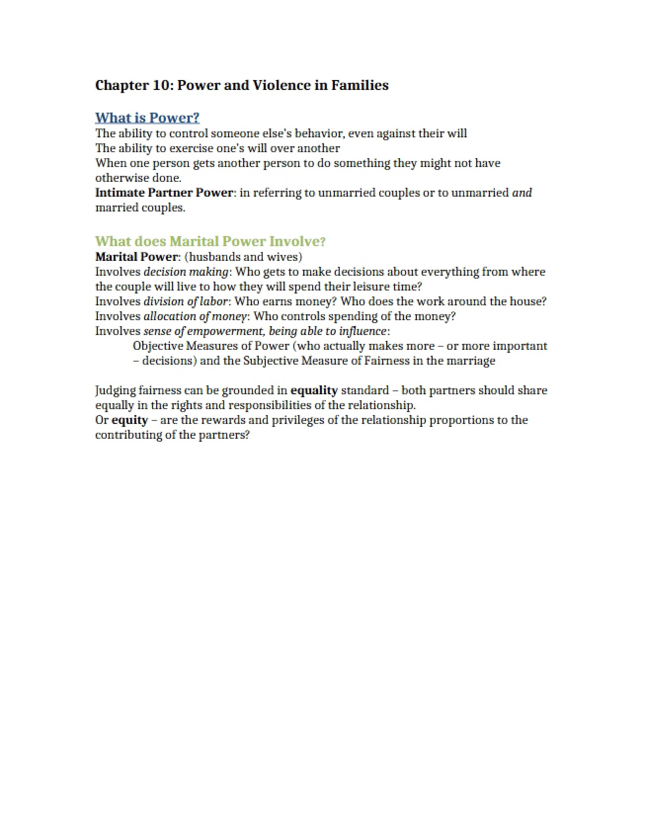Intersection of Power and Violence in Family Units Chapter 10