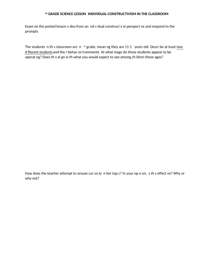 Worksheet on Individual Constructivism