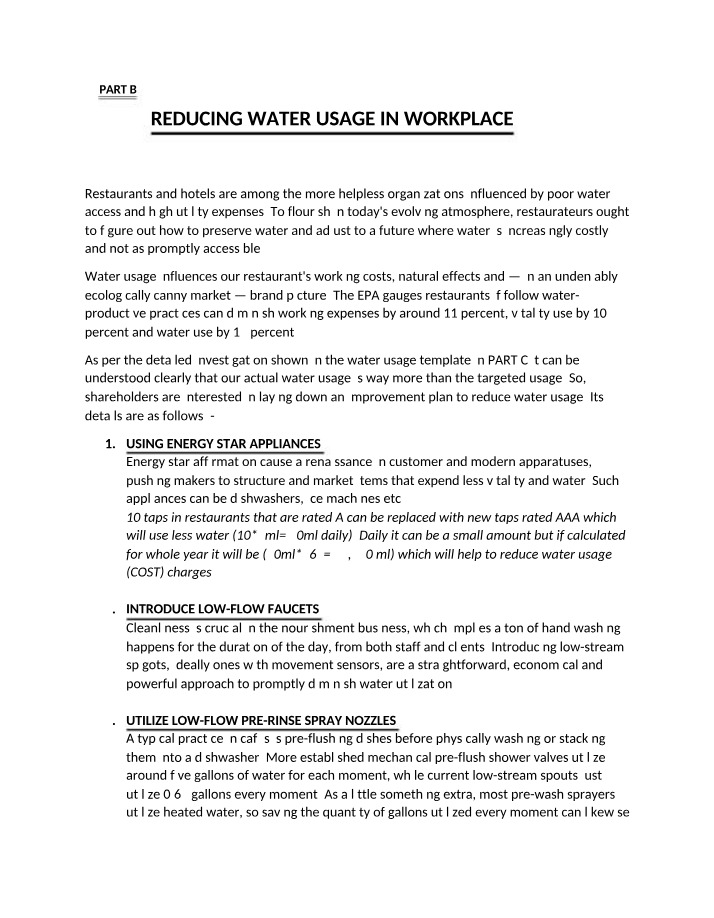 Reducing Water Usage in the Workplace - Part B