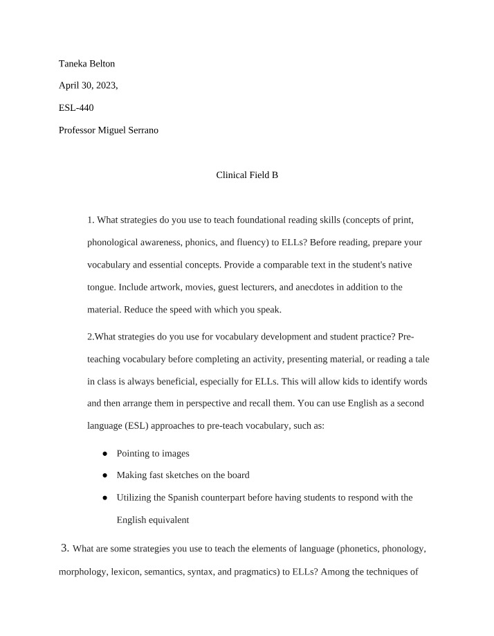 Strategies for ELLs - Teaching Foundational Reading Skills
