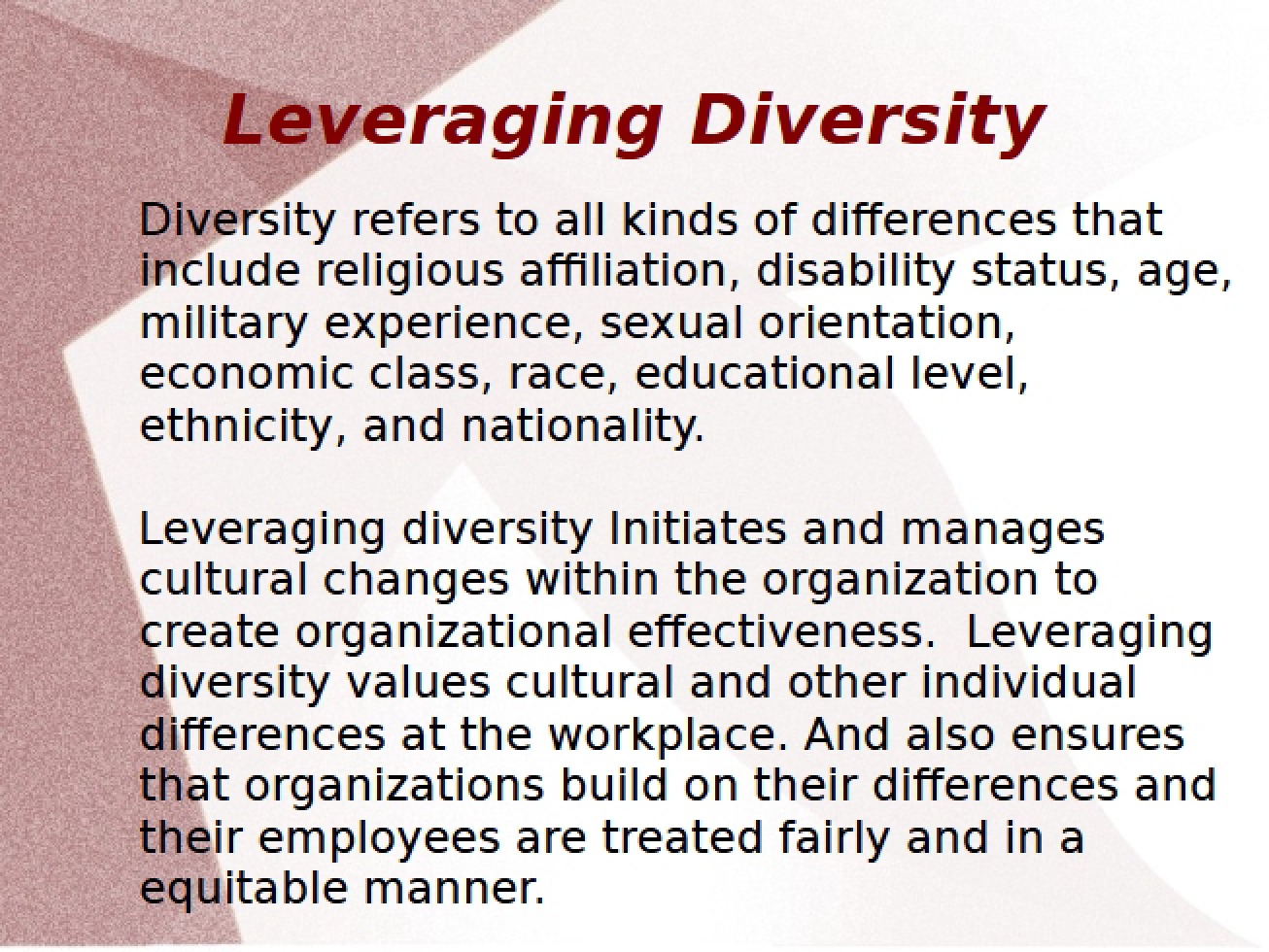 Diversity Leverage