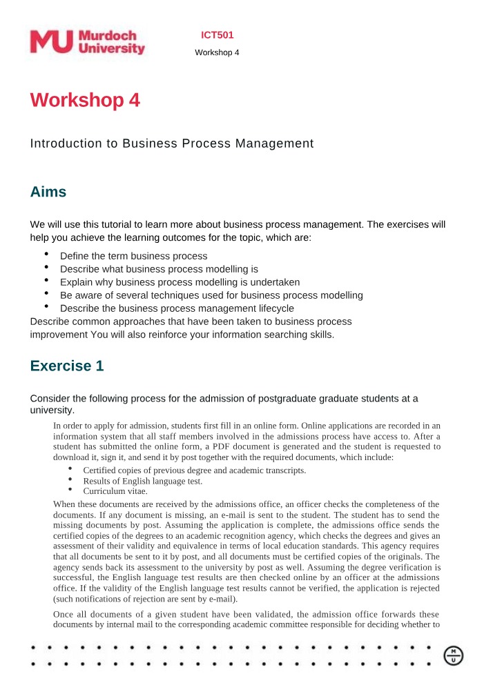 Workshop 4 for ICT501