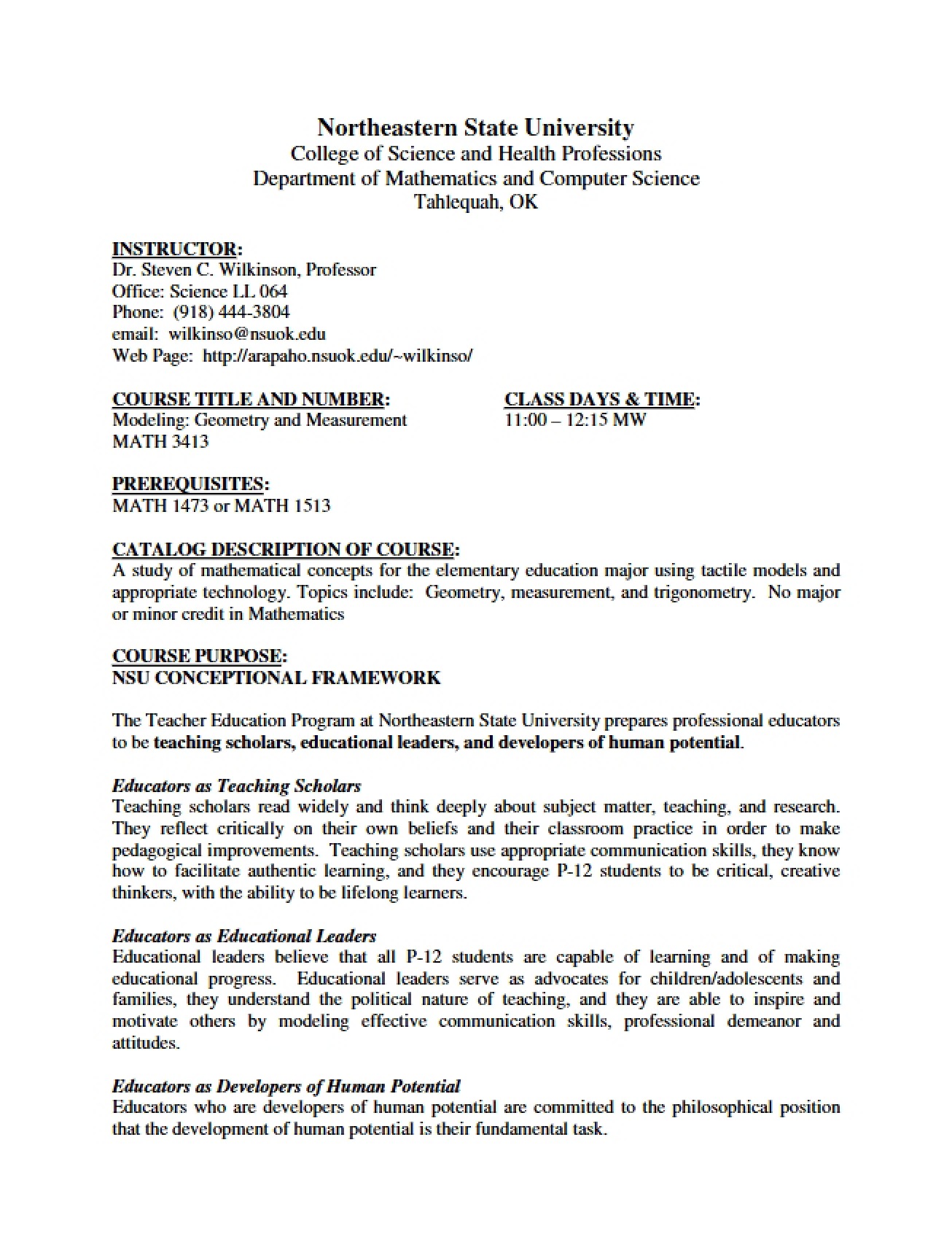 Geometry Modeling Syllabus