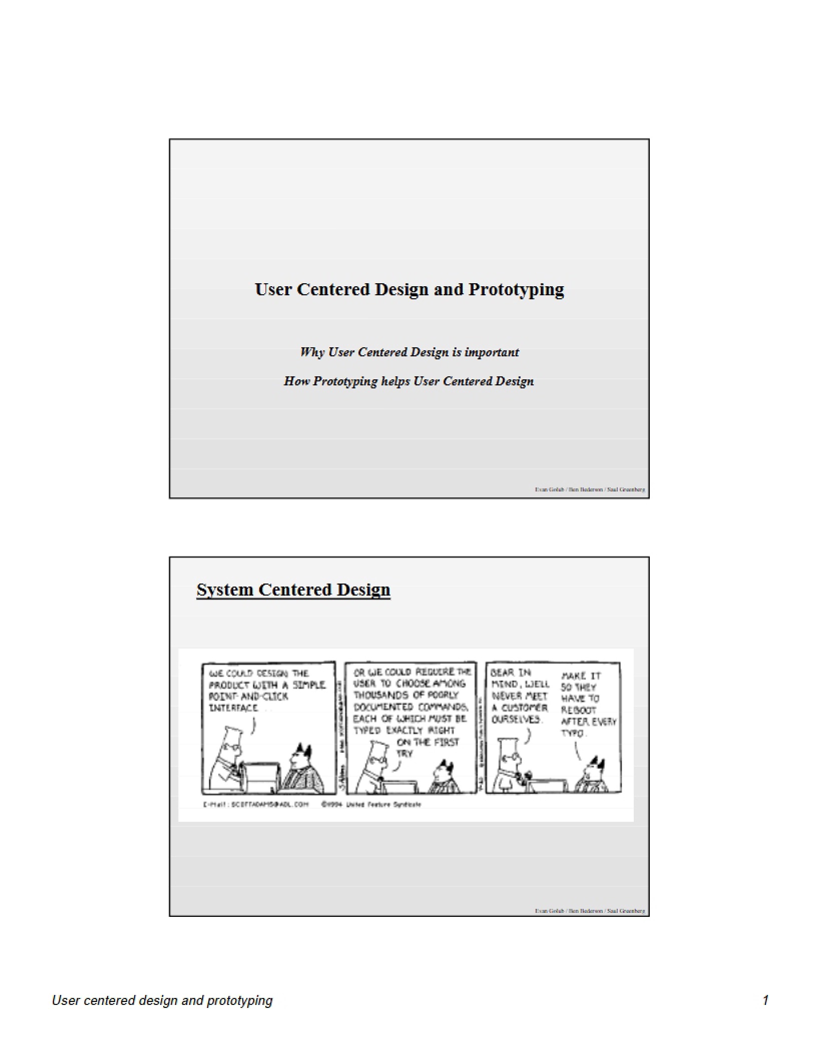 Prototyping and User-Centered Design