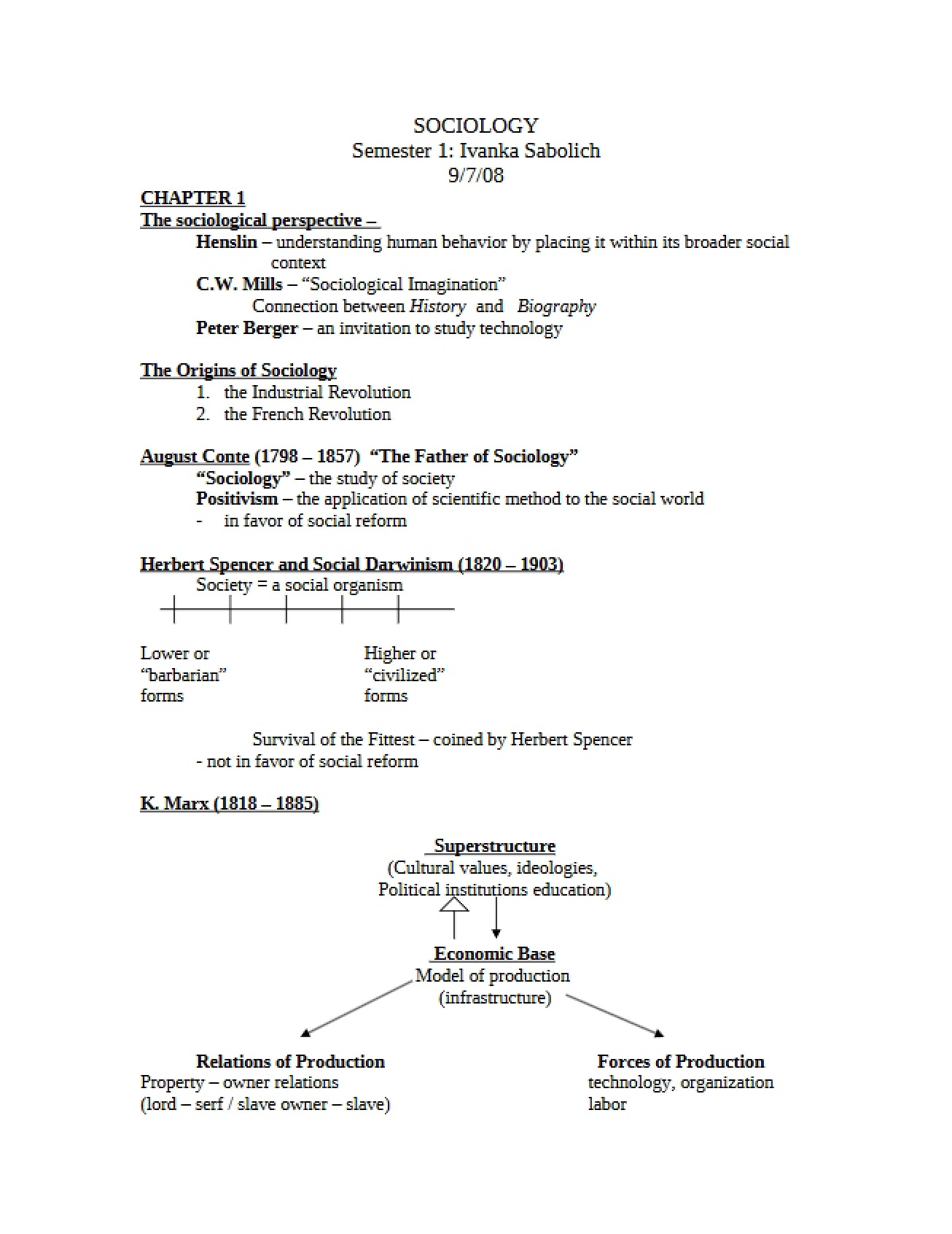 Sociology Chapter One Core Concepts