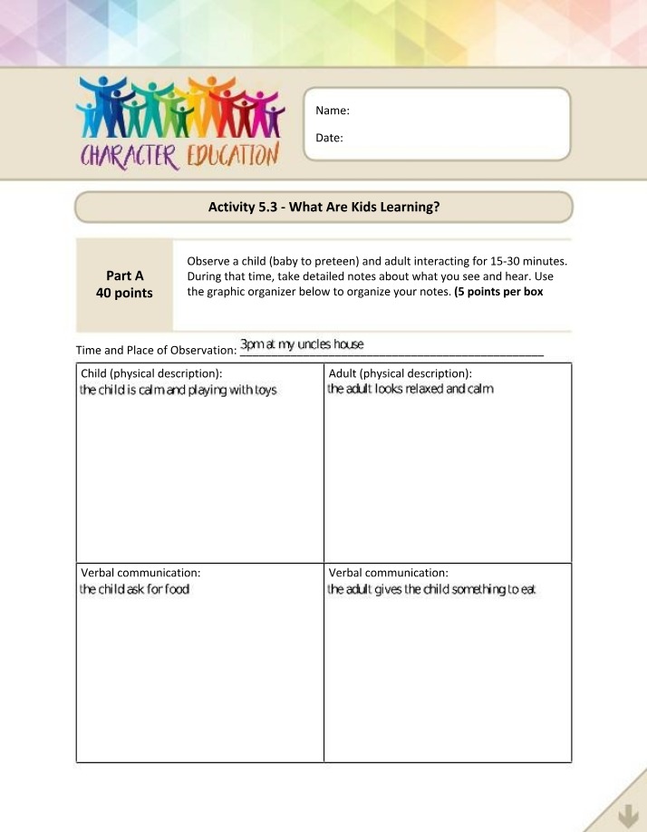 What Are Kids Learning Activity 5.3