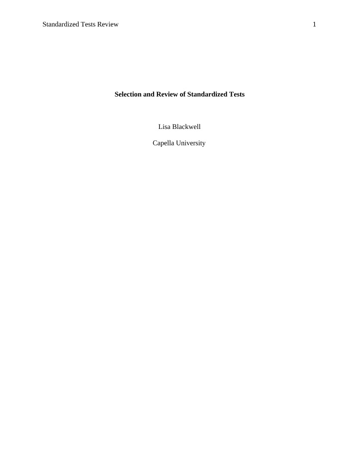 Review of Standardized Tests