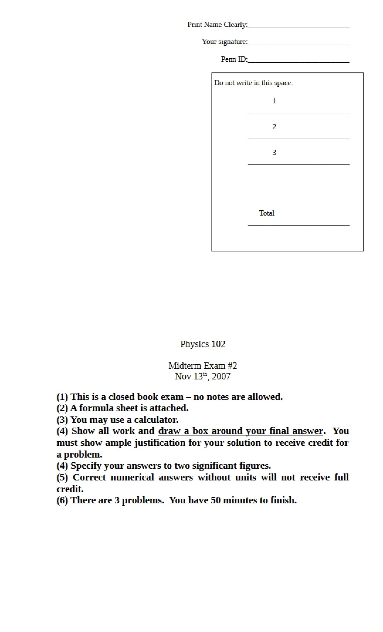 Midterm 2 (Fall 2007)