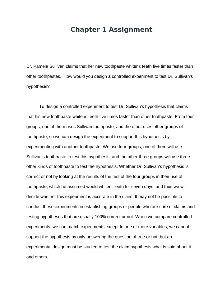 Assignment for Chapter 1
