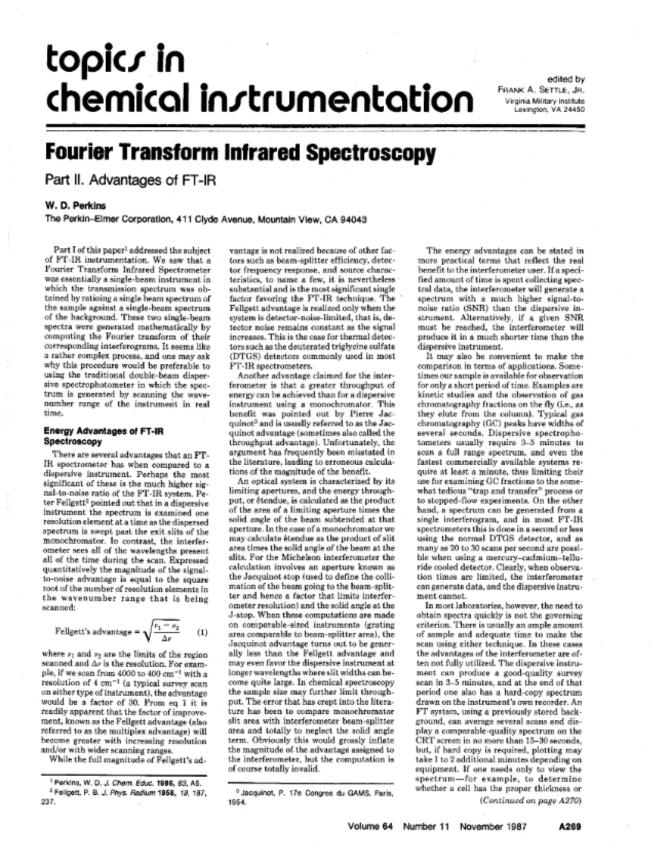 Introduction to the Principles of Fourier Transform Infrared Spectroscopy