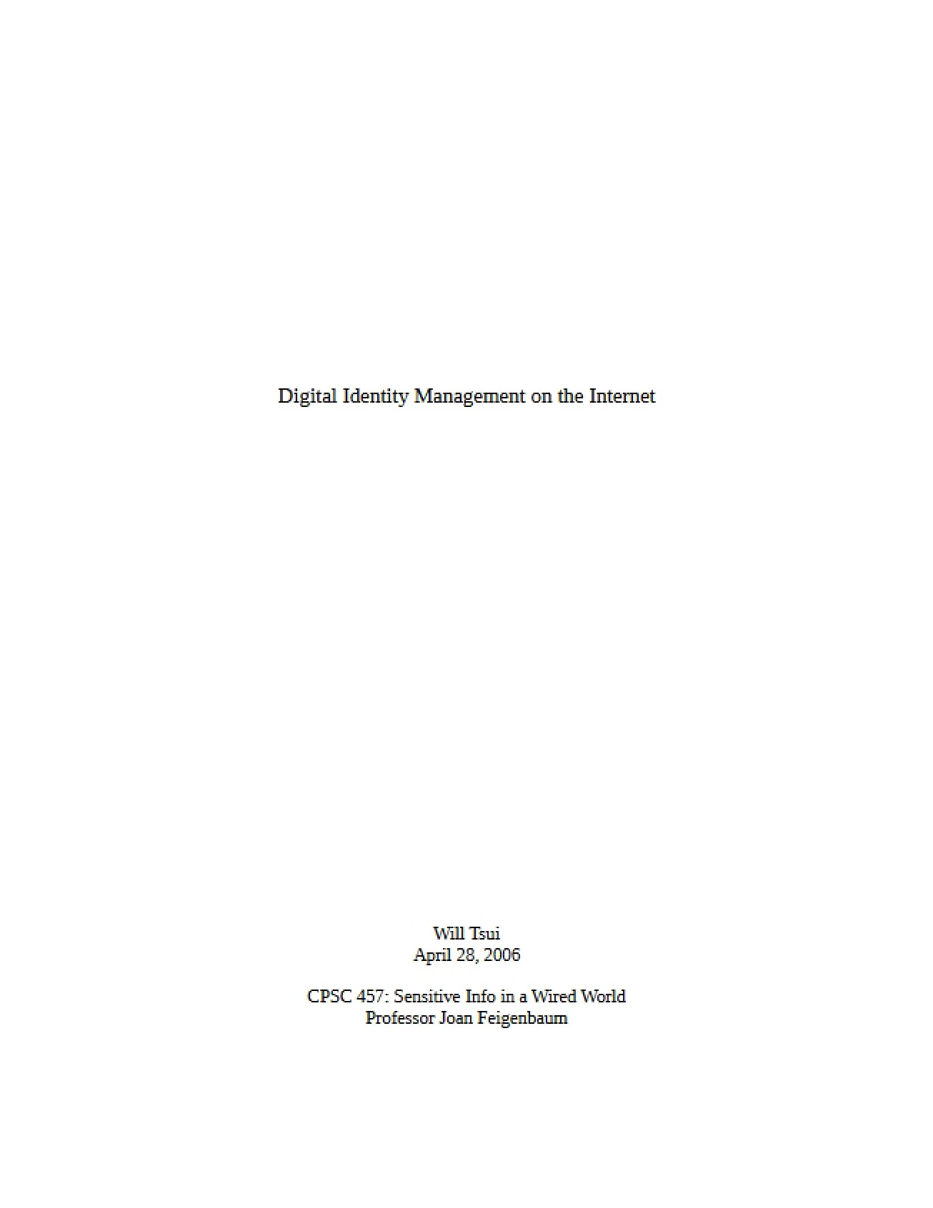 Internet Digital Identity Management