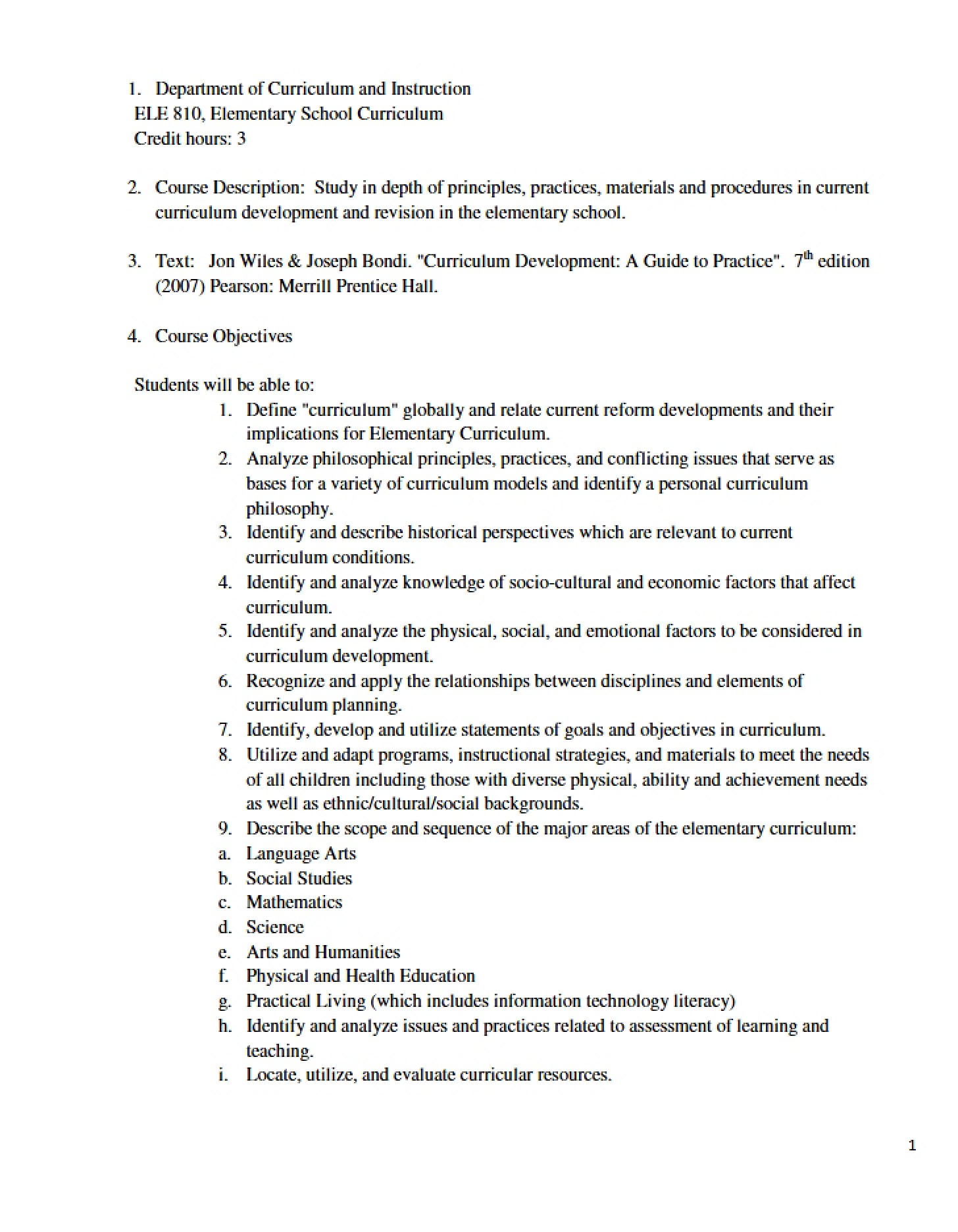 Course Plan ELE 810