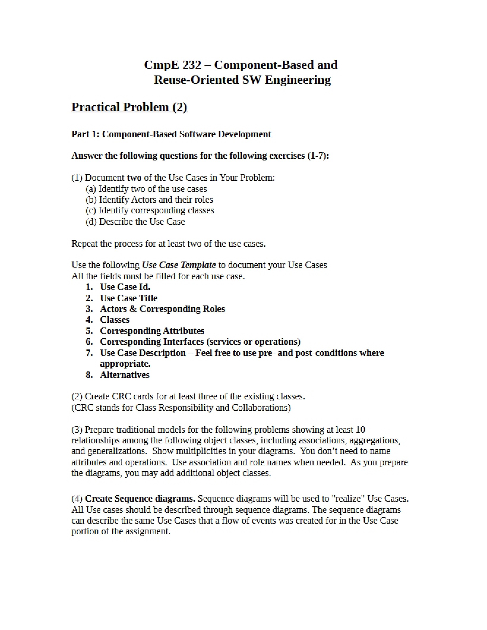 SW Engineering Practical Problem