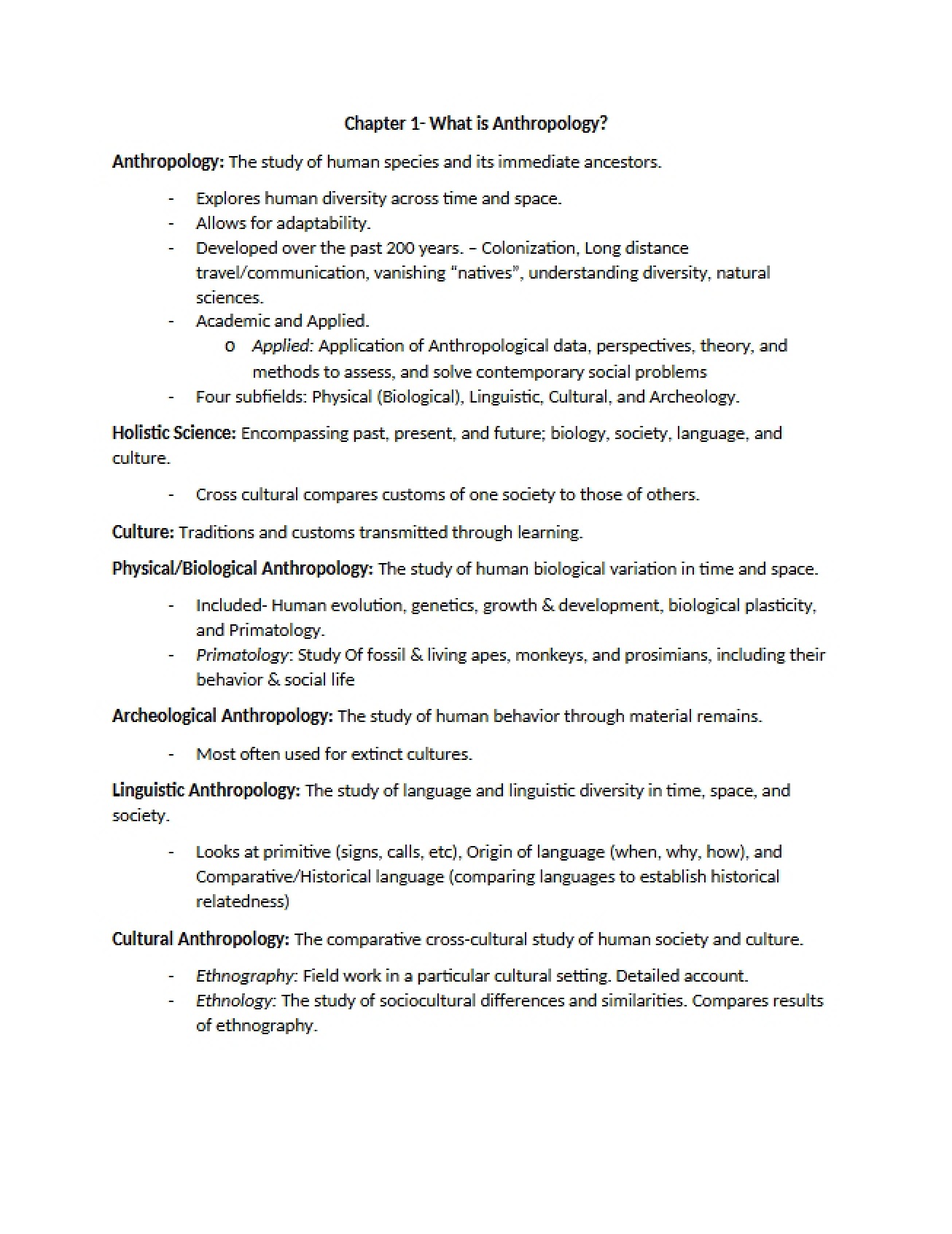 Chapter 1 Defining Anthropology
