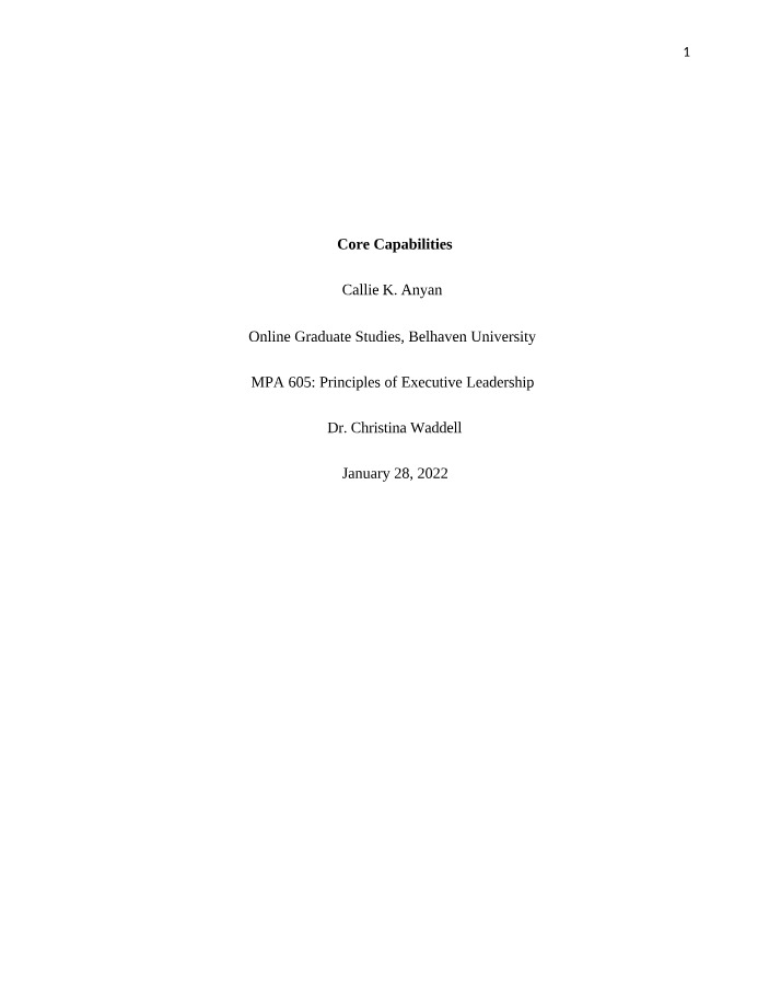 Analysis of Core Capabilities