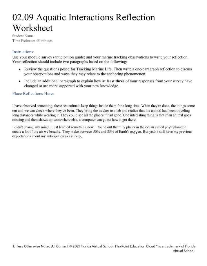 Reflection Worksheet 02.09