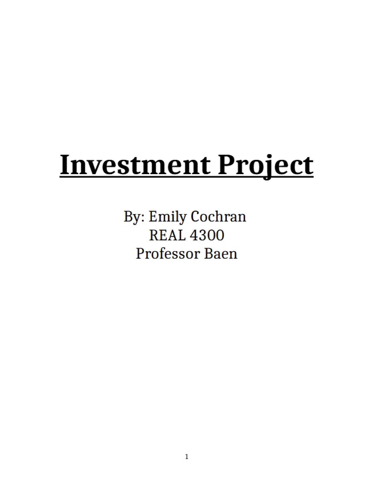 Final Investment Project