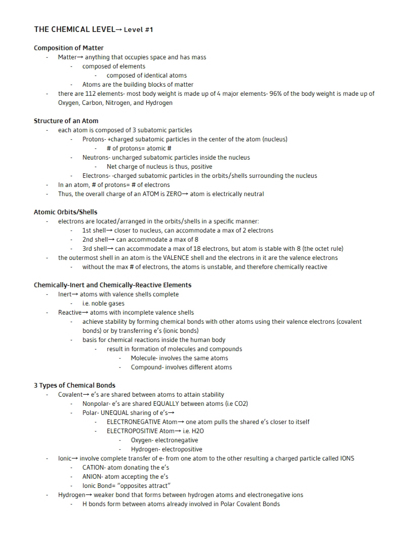 Level of Chemical Organization
