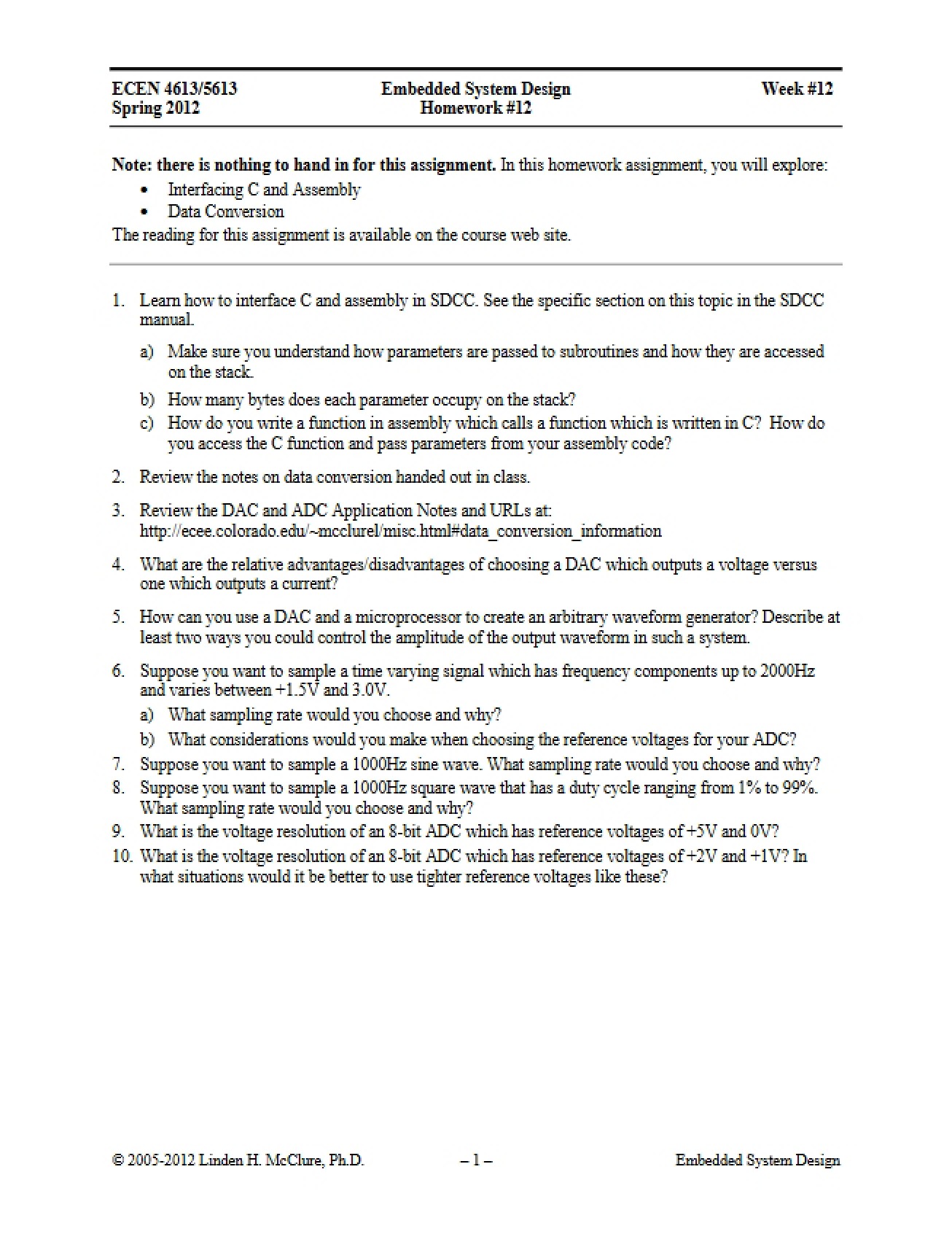 Homework Twelve for Embedded System Design