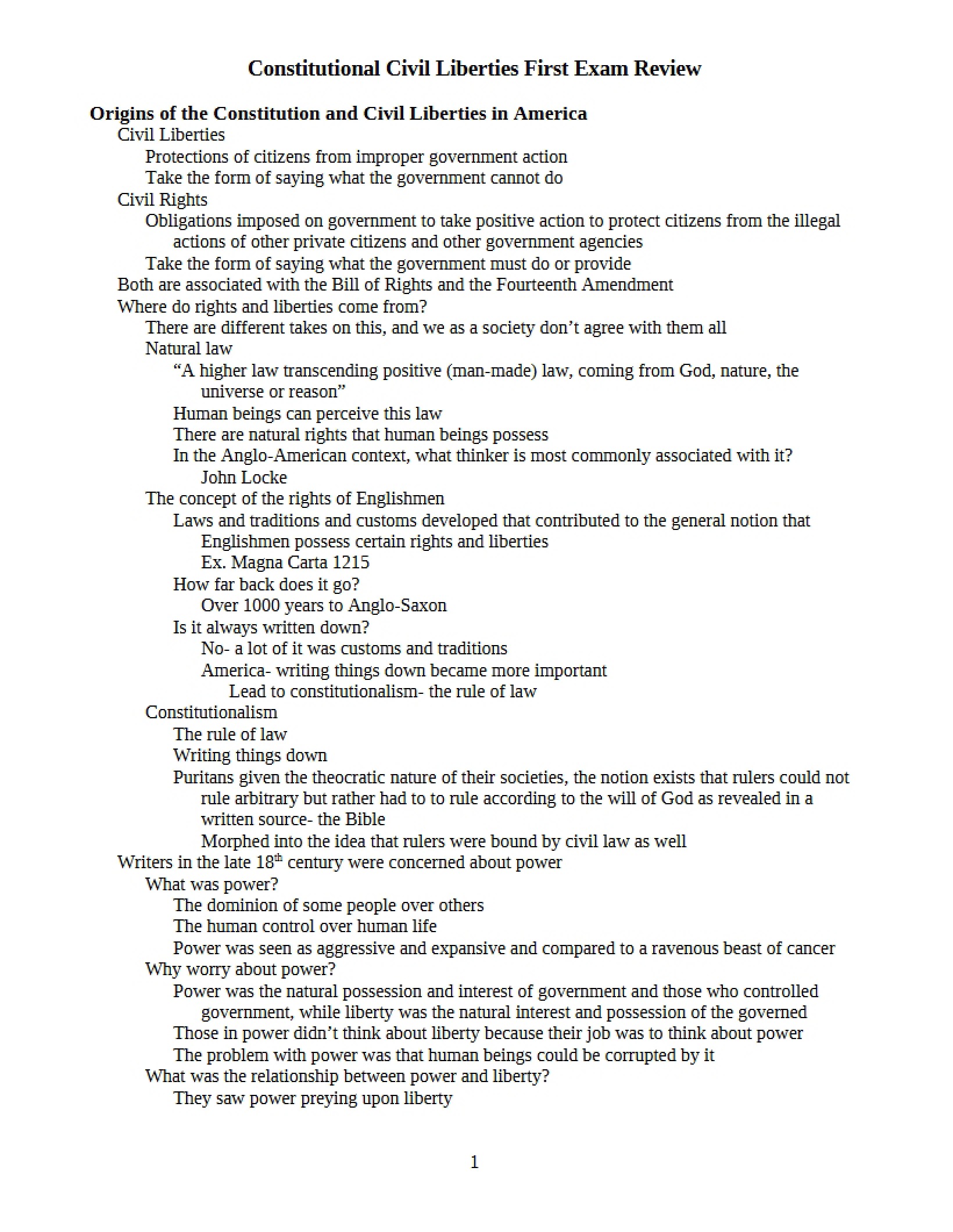 First Exam Review