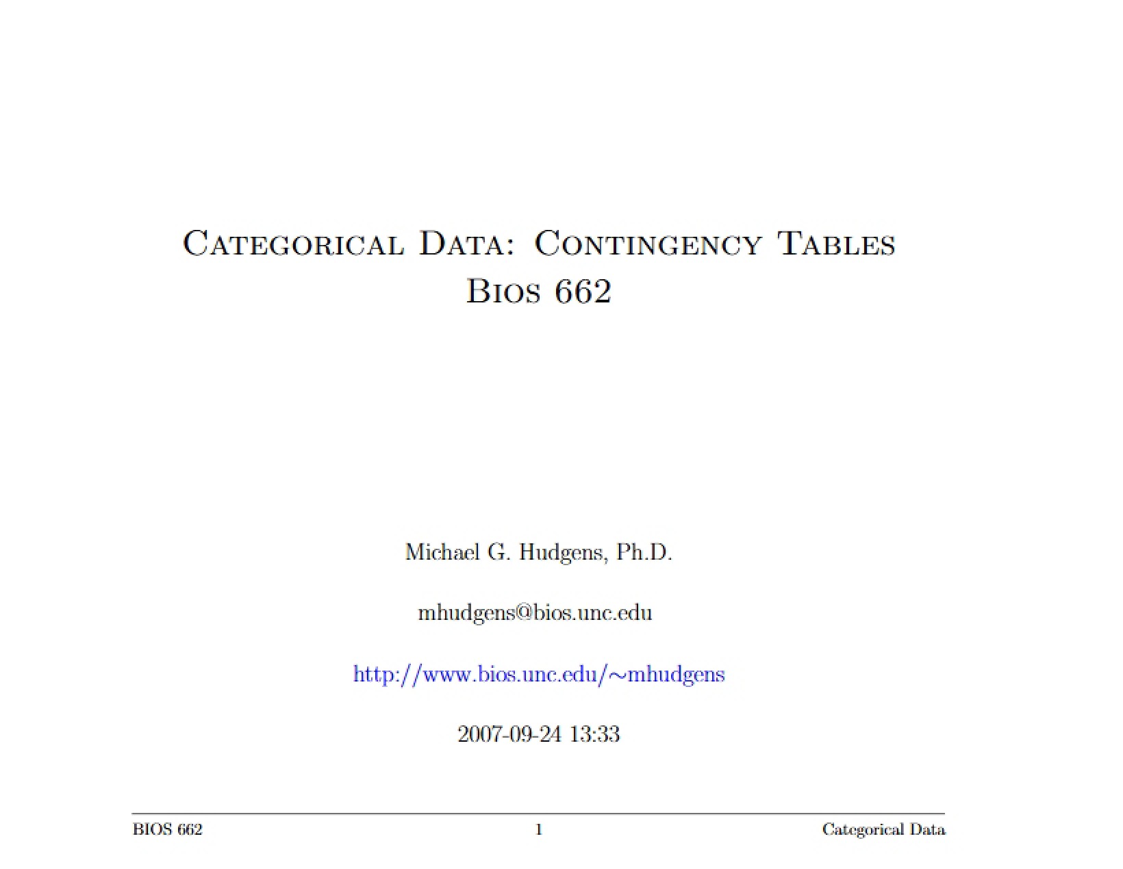 Categorical Data and Contingency Tables