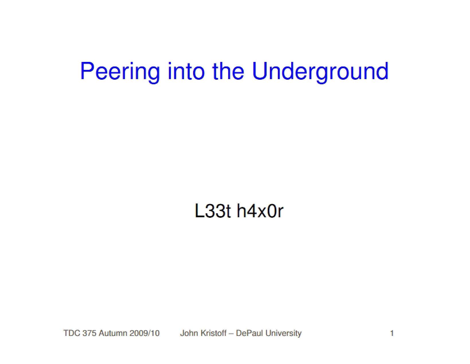 Underground Peering Analysis
