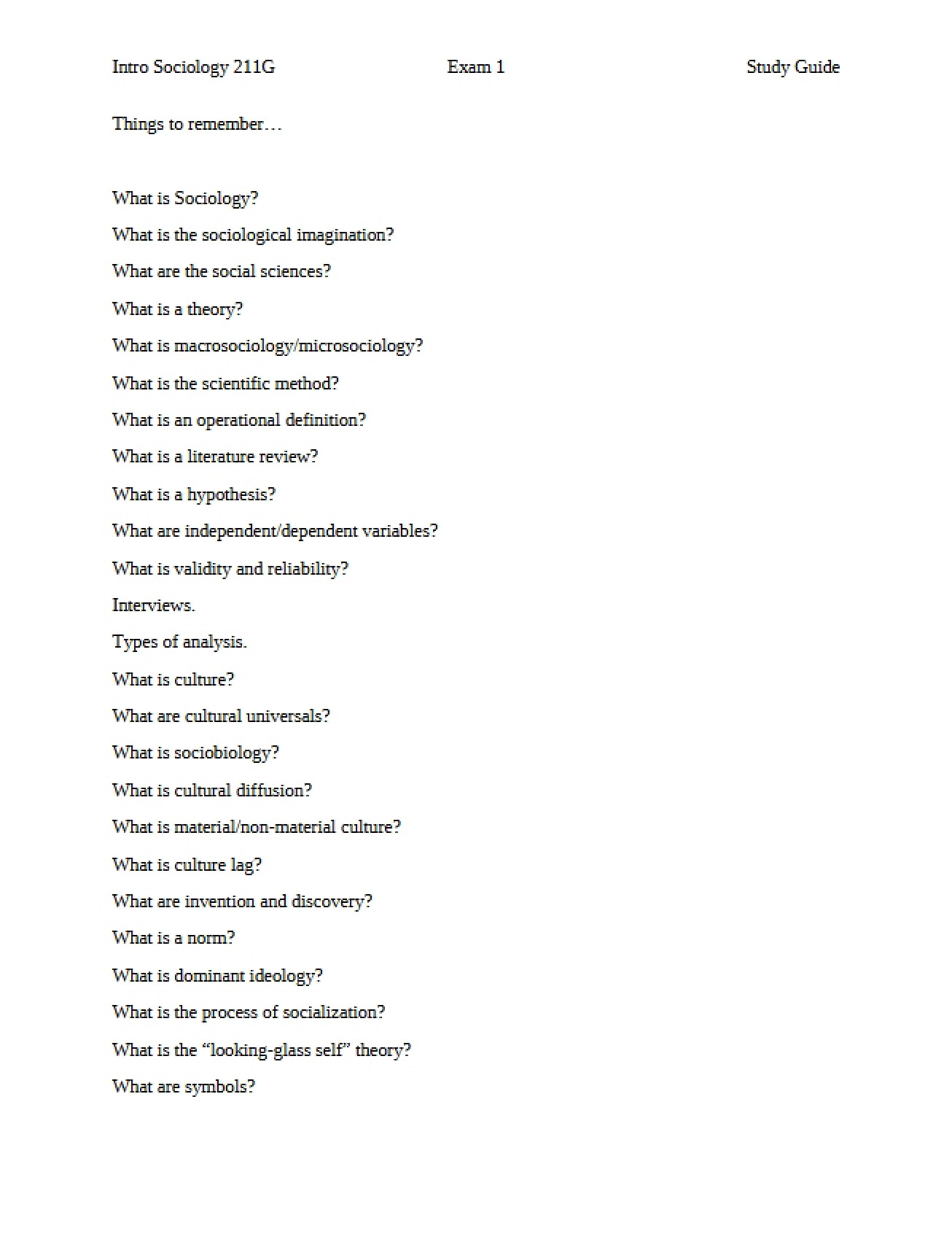 First Examination in a General Psychology Course
