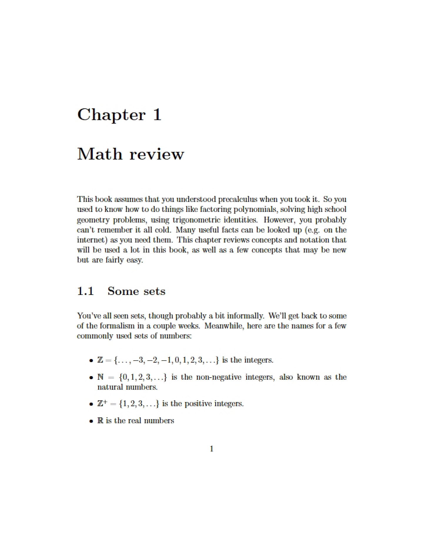 Chapter One Content