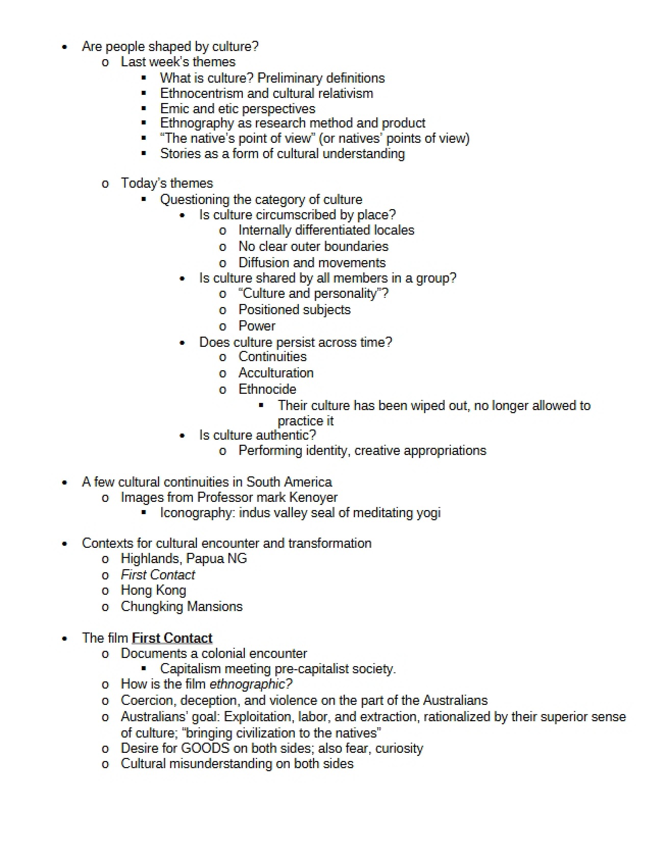 Classroom Session Notes