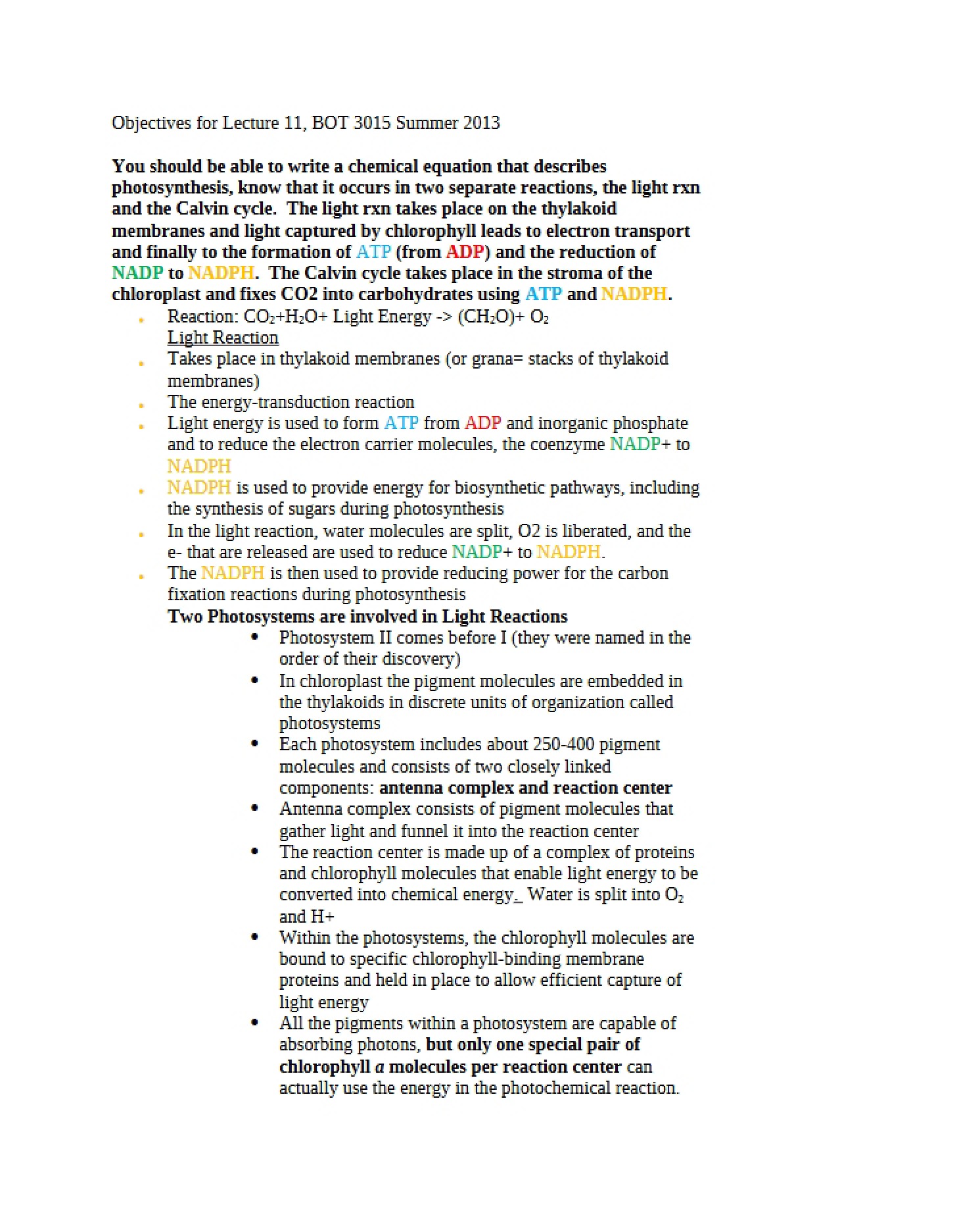 Key Concepts from Lecture Eleven
