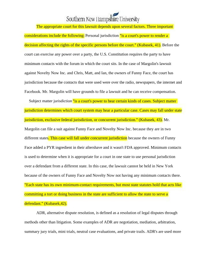 Personal and Subject Matter Jurisdiction