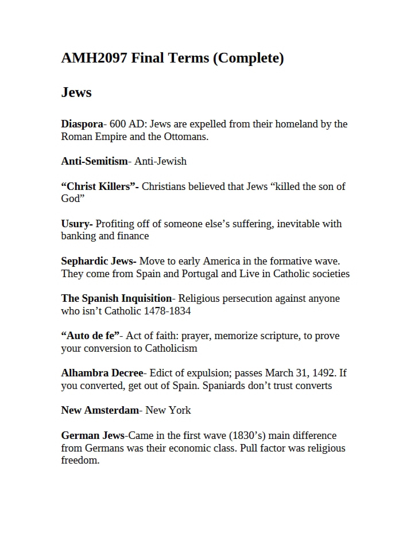 Detailed Topic Notes