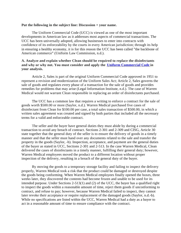 Implications of the Uniform Commercial Code (UCC)
