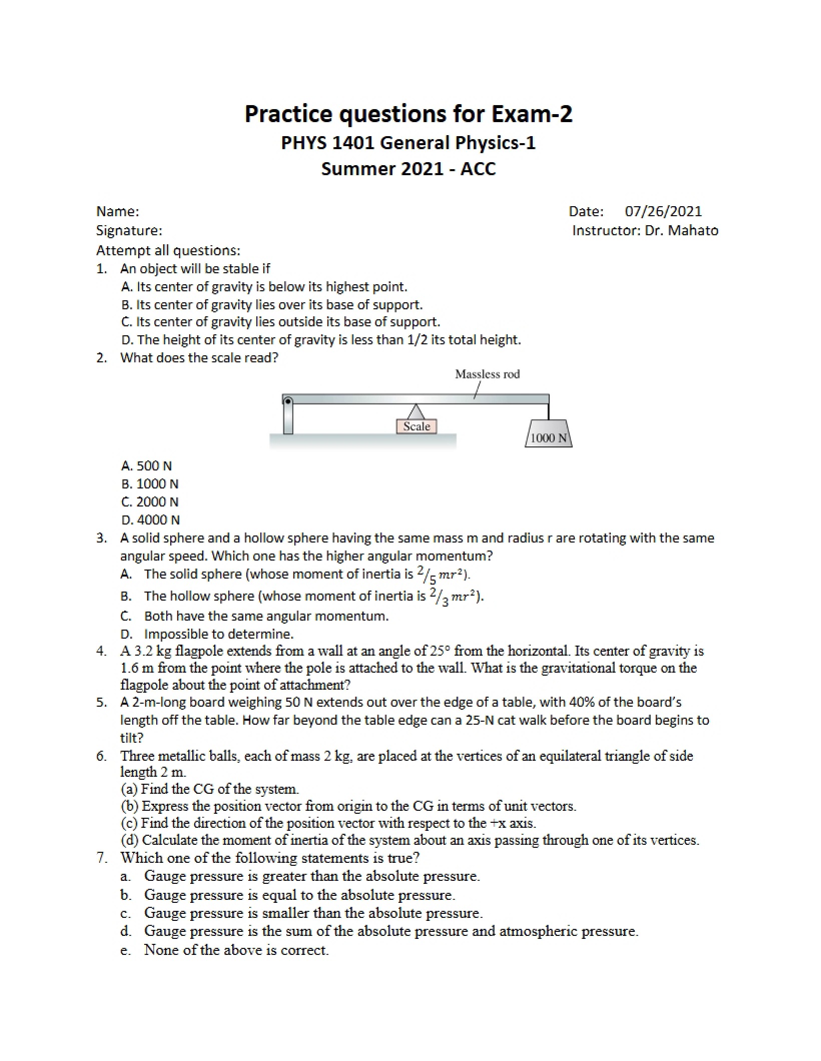 Exam Two Practice Questions