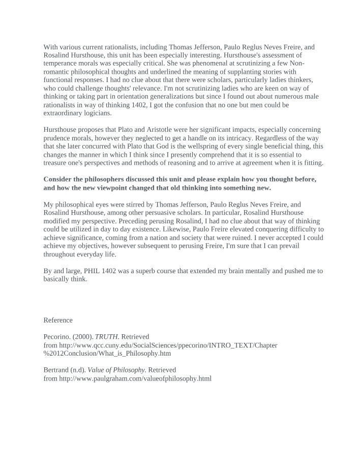 Influence of Rationalists and Changing Viewpoints