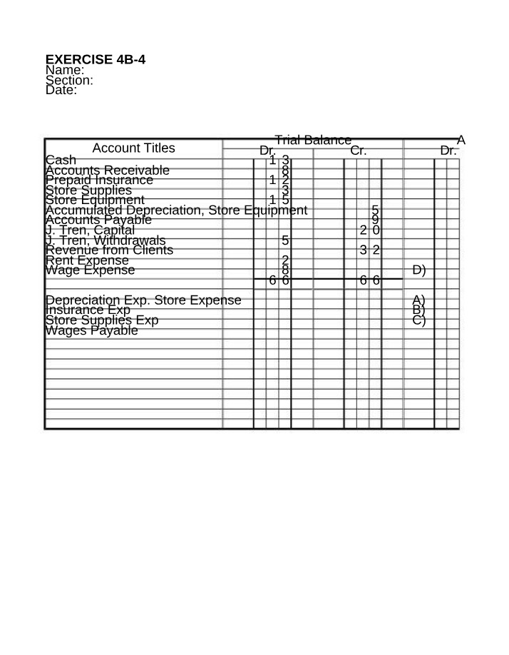 Worksheet for J. Tren