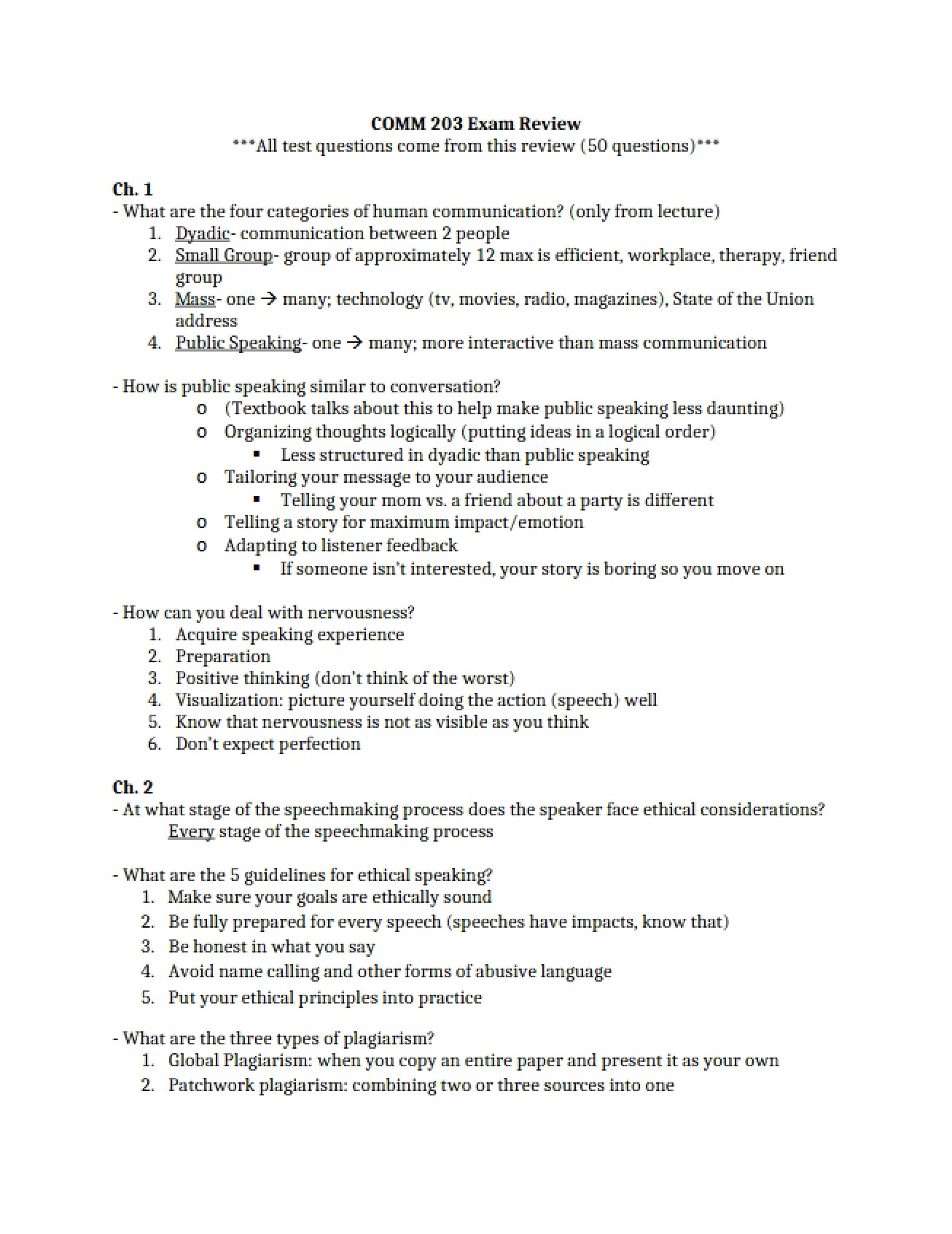 Study Guide for Public Speaking