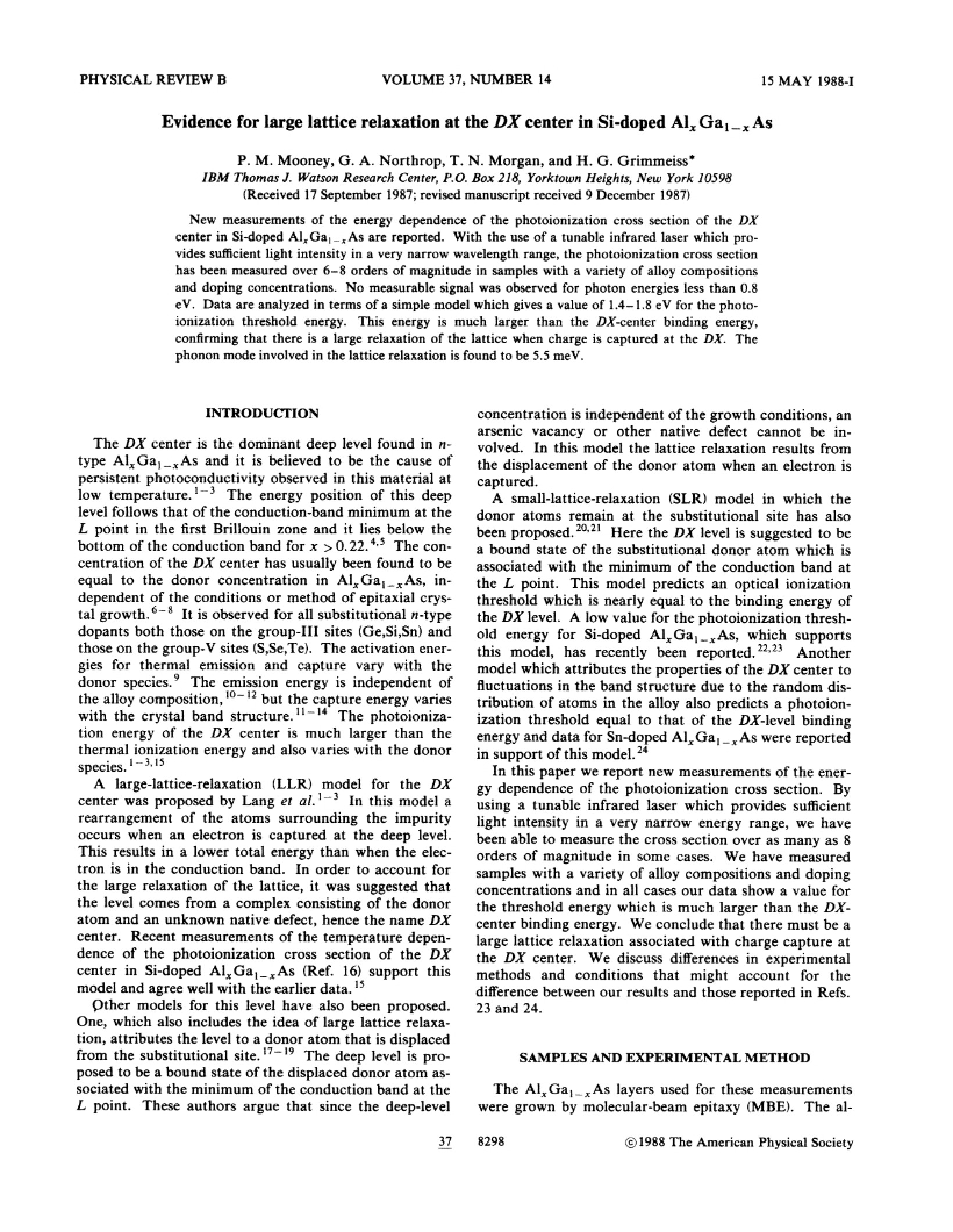 Large Lattice Relaxation Evidence