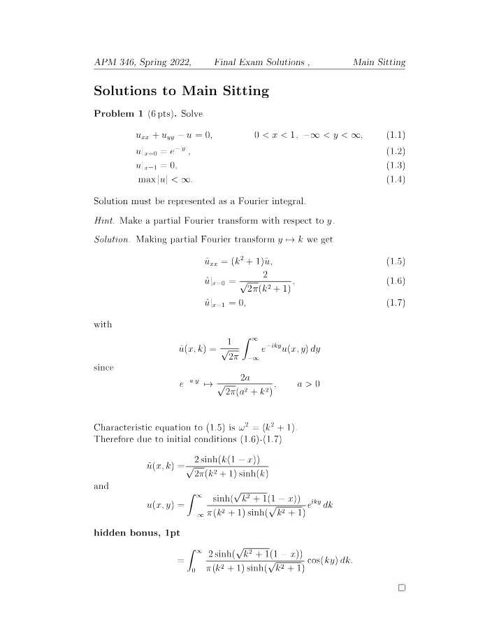 Final Solutions for APM346 S2022