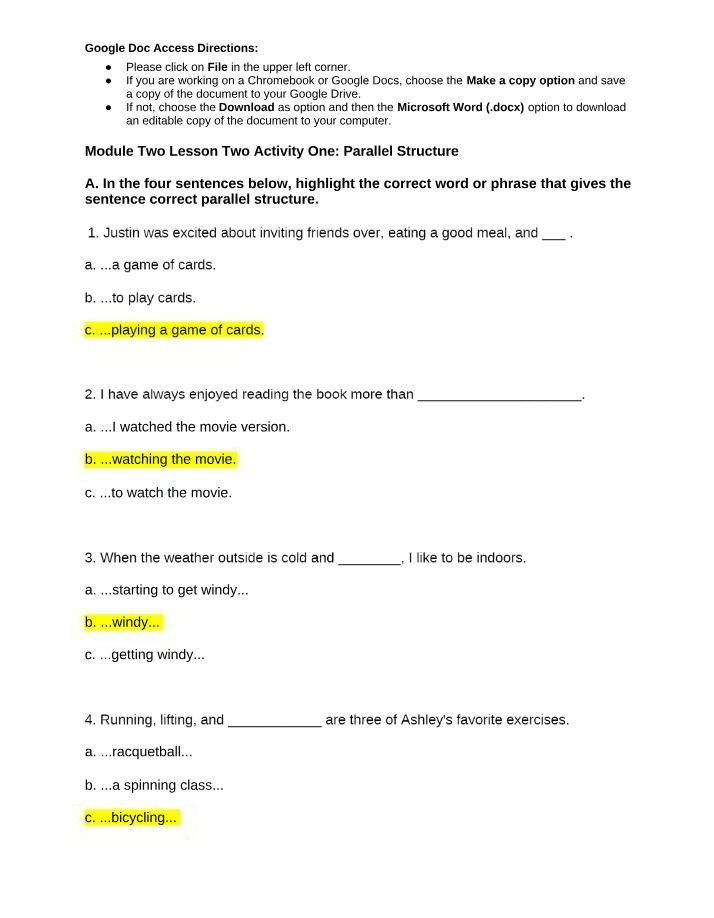 Parallel Structure - Improving Writing Skills