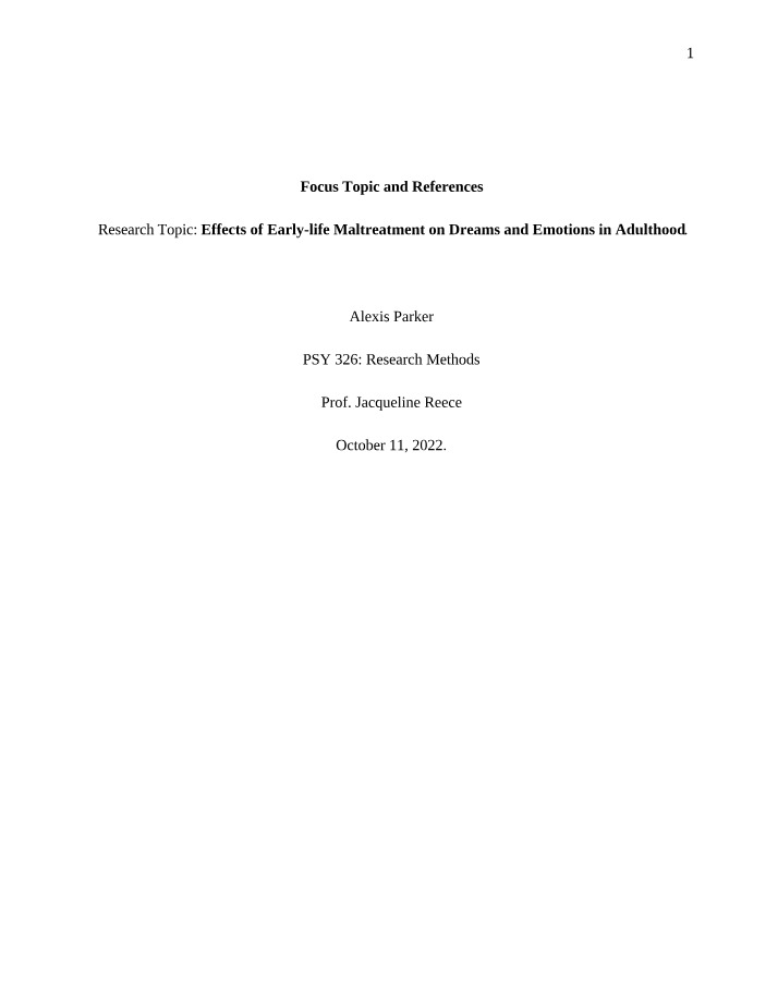 References and Focus Topic