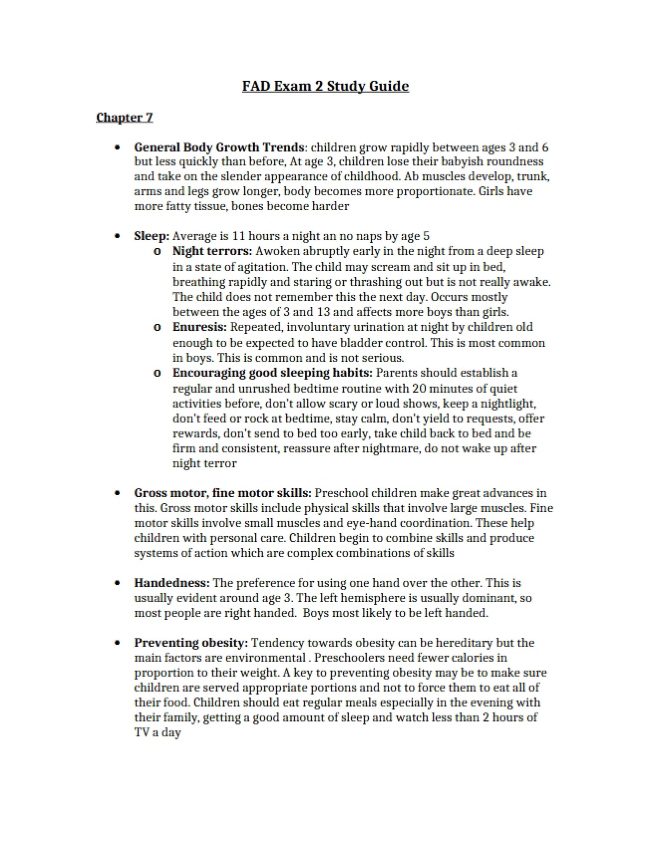 Second Exam on Life Span Development